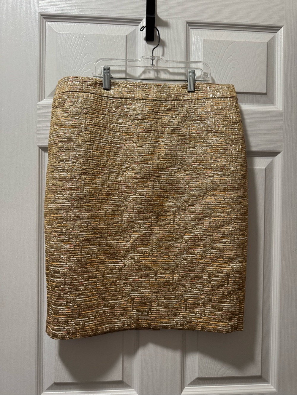 Willi Smith Gold Tweed Pencil Skirt